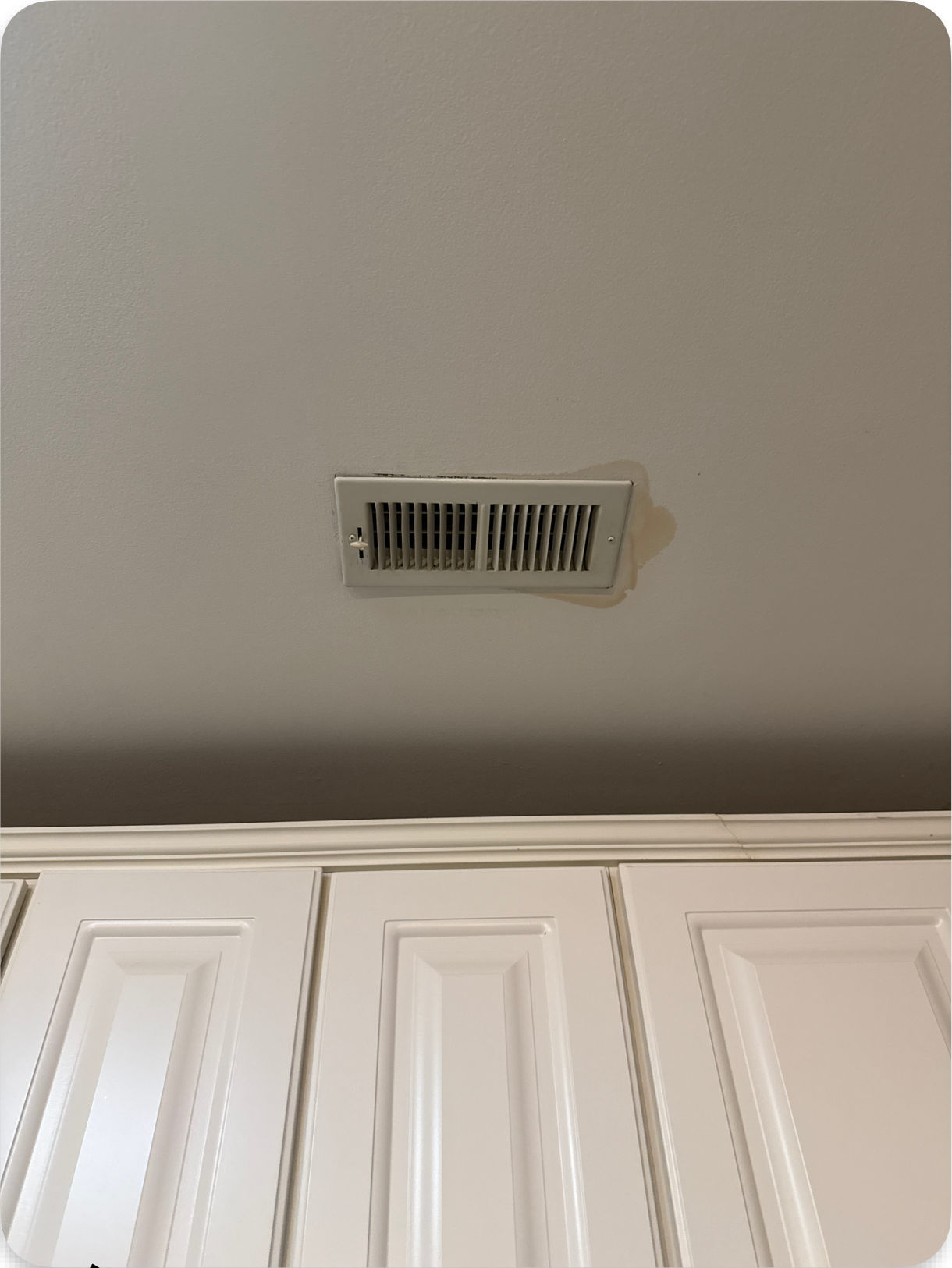 Ceiling water damage near vent